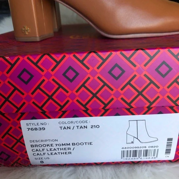 Tory Burch Brooke 70MM Bootie Calf Leather Tan 8